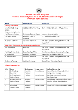 Name Designation Affiliation Steering Committee Mrs