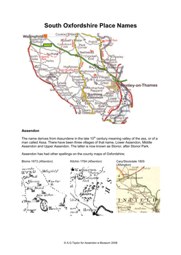 South Oxfordshire Place Names