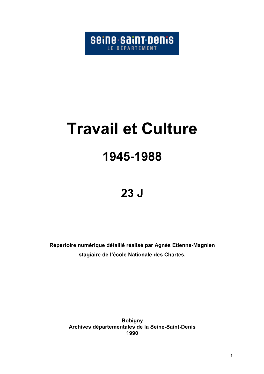 Travail Et Culture