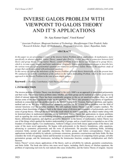 Inverse Galois Problem with Viewpoint to Galois Theory and It's Applications