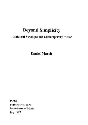 Beyond Simplicity Analytical Strategies for Contemporary Music