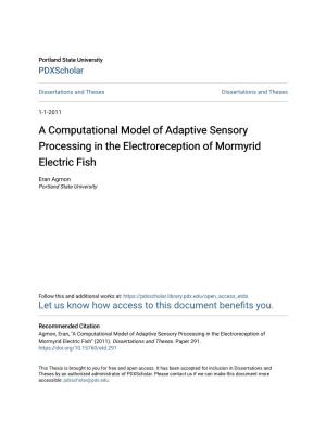 A Computational Model of Adaptive Sensory Processing in the Electroreception of Mormyrid Electric Fish