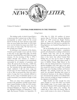 The Linnaean News-Letter, Volume 69, Number 2, April 2015