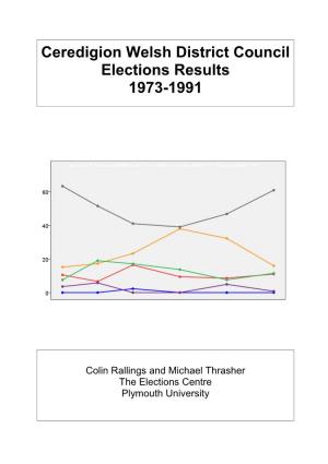 Ceredigion Welsh District Council Elections Results 1973-1991