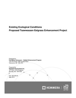 Existing Ecological Conditions: Proposed Tsawwassen Eelgrass Enhancement Project