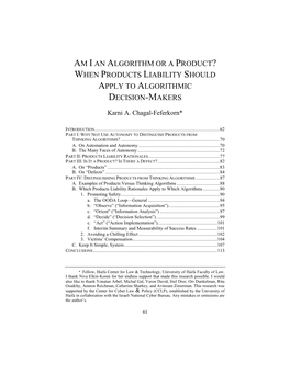 When Products Liability Should Apply to Algorithmic Decision-Makers