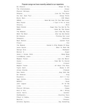 Song List Feb 2