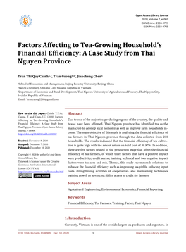 Factors Affecting to Tea-Growing Household's Financial Efficiency: A