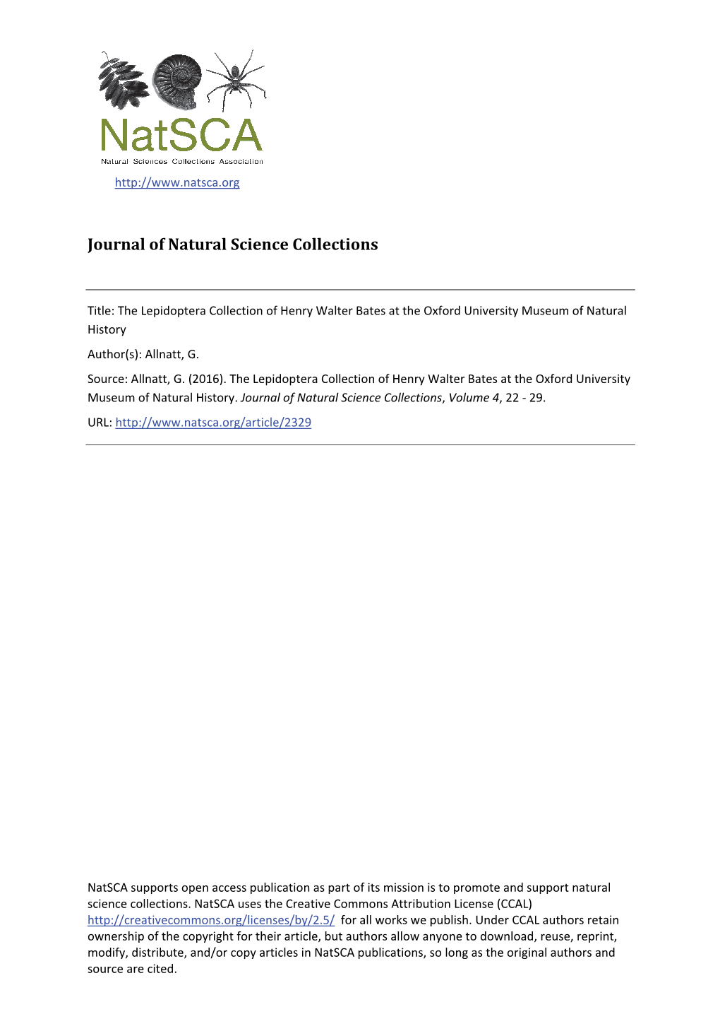 Journal of Natural Science Collections