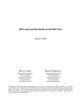 Skill, Luck and Hot Hands on the PGA Tour