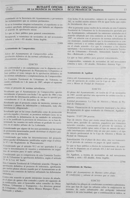 Butlletí Oficial Boletin Oficial 10- Xii -87 De La Provincia De València De La Provincia De Valencia 13