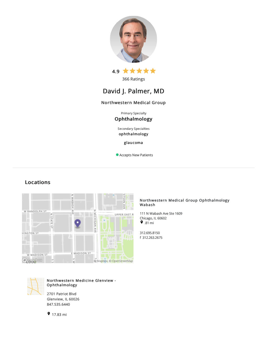 David J. Palmer, MD Northwestern Medical Group