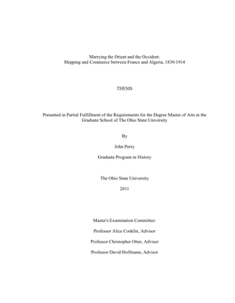 Shipping and Commerce Between France and Algeria, 1830-1914