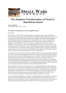 The Adaptive Transformation of Yemen?S Republican Guard