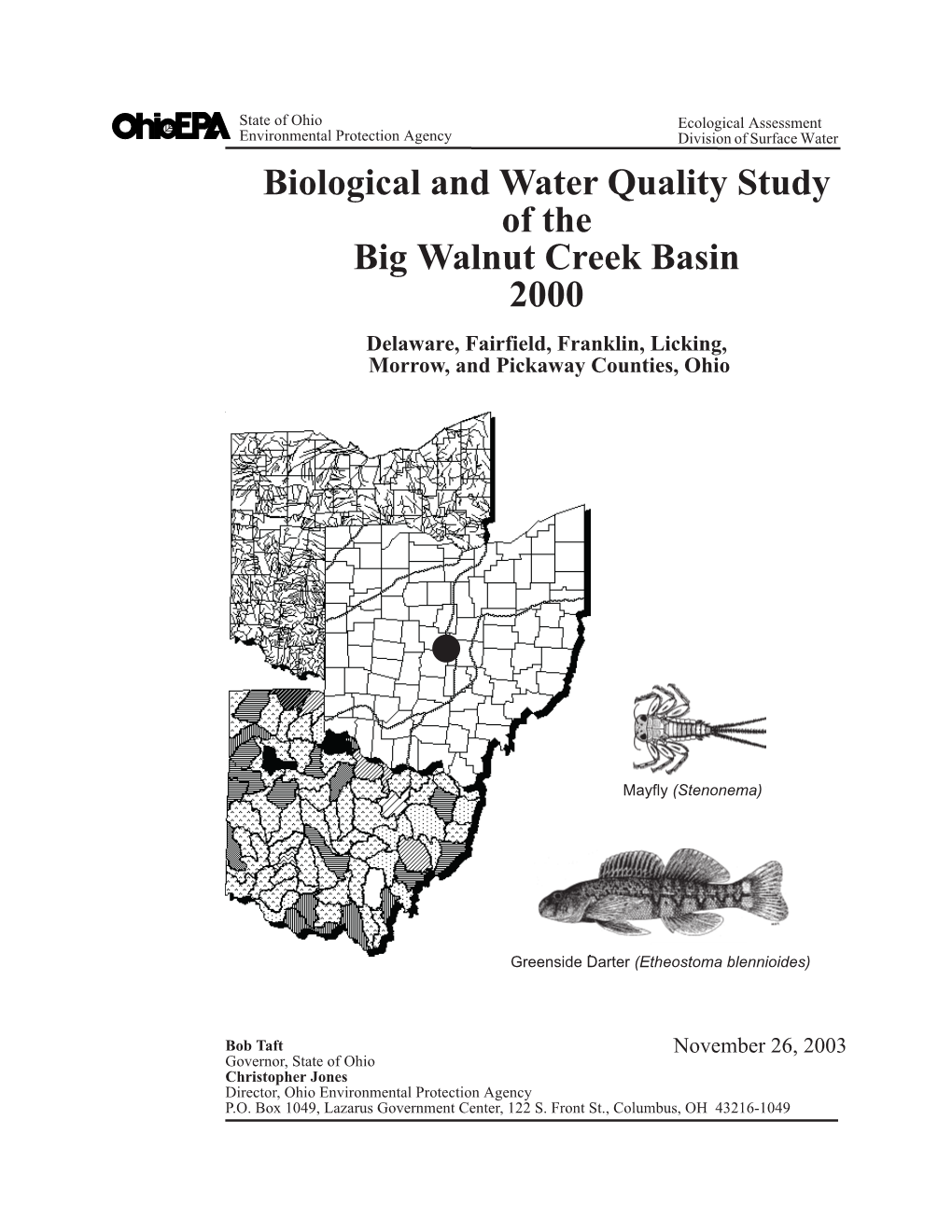 Biological and Water Quality Study of the Big Walnut Creek Basin 2000