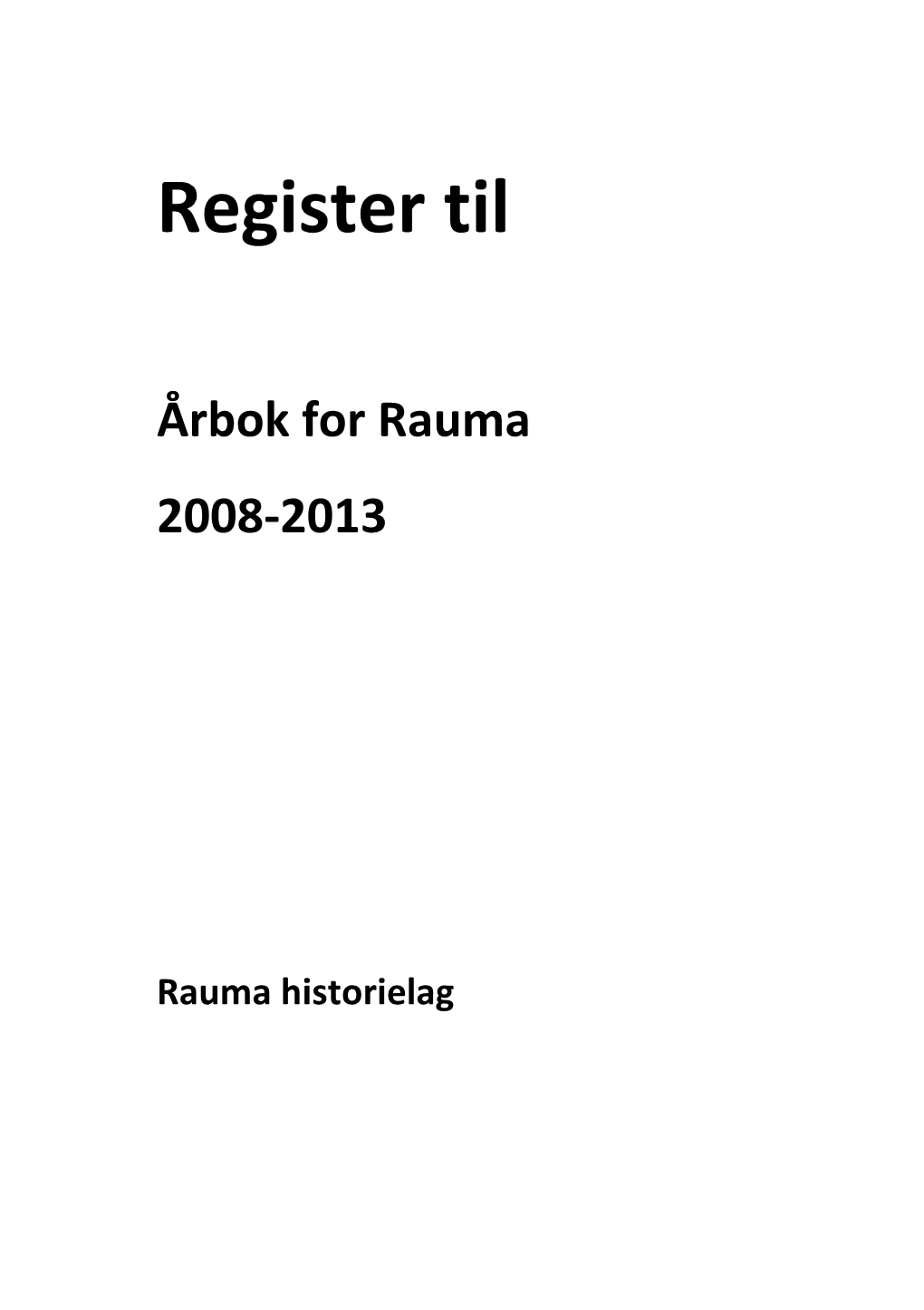 Register Til Årbok for Rauma
