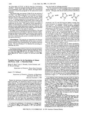 Lb Transition Structure for the Epoxidation of Alkenes with Peroxy