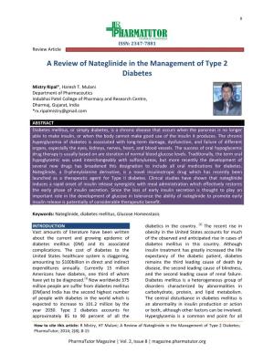 A Review of Nateglinide in the Management of Type 2 Diabetes