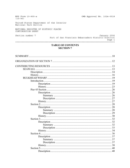 Table of Contents Section 7