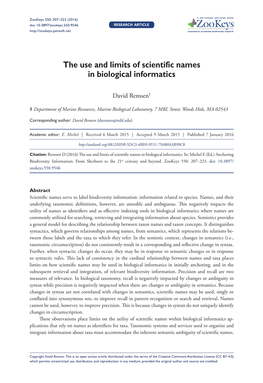The Use and Limits of Scientific Names in Biological Informatics