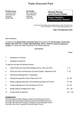 Agenda Document for Gwent Police and Crime Panel, 28/09/2018 10:00