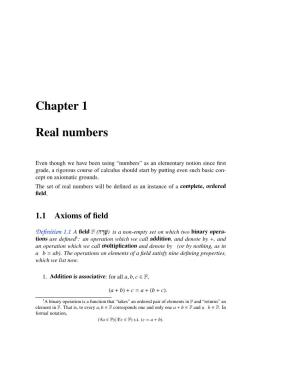 Chapter 1 Real Numbers