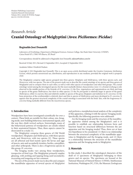 Cranial Osteology of Meiglyptini (Aves: Piciformes: Picidae)