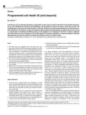 Programmed Cell Death 50 (And Beyond)