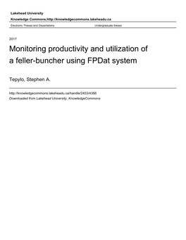 Monitoring Productivity and Utilization of a Feller-Buncher Using Fpdat System