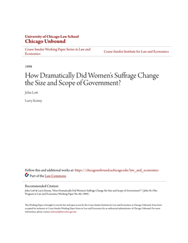How Dramatically Did Womenâ•Žs Suffrage