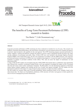 The Benefits of Long-Term Pavement Performance (LTPP) Research to Funders