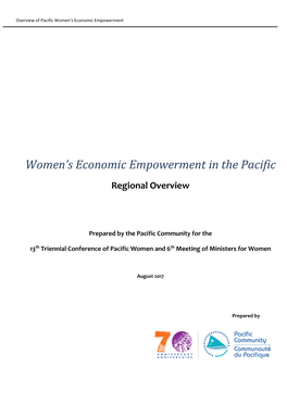 Women's Economic Empowerment in the Pacific Regional Overview