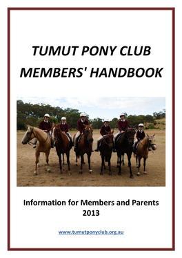 Tumut Pony Club Members' Handbook