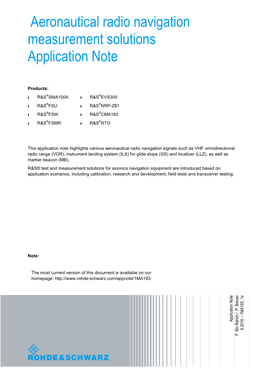 Aeronautical Radio Navigation Measurement Solutions Application Note