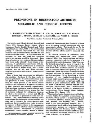 Prednisone in Rheumatoid Arthritis: Metabolic and Clinical Effects