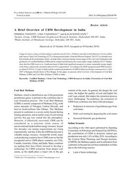 A Brief Overview of CBM Development in India