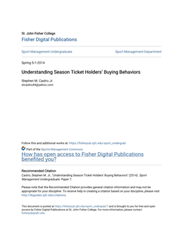 Understanding Season Ticket Holders' Buying Behaviors