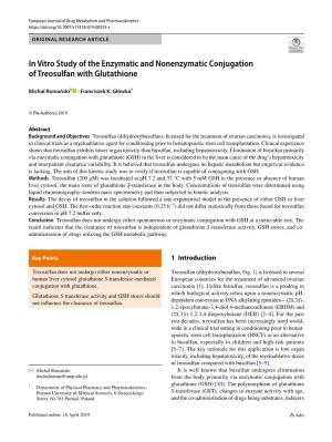 In Vitro Study of the Enzymatic and Nonenzymatic Conjugation of Treosulfan with Glutathione
