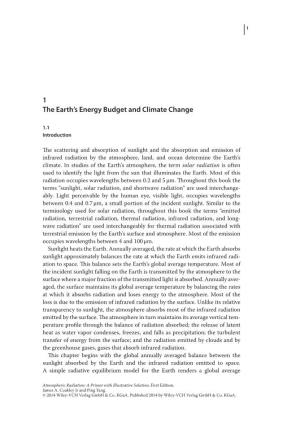 1 the Earth's Energy Budget and Climate Change