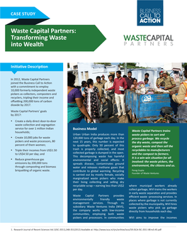 Waste Capital Partners: Transforming Waste Into Wealth