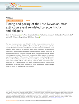 Timing and Pacing of the Late Devonian Mass Extinction Event Regulated by Eccentricity and Obliquity