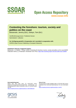 Contesting the Foreshore: Tourism, Society and Politics on the Coast Boissevain, Jeremy (Ed.); Selwyn, Tom (Ed.)