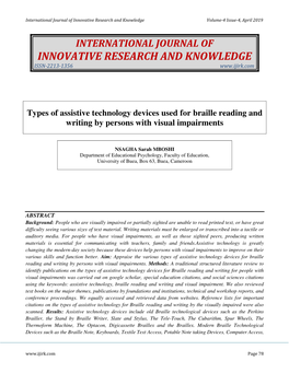 International Journal of Innovative Research and Knowledge Volume-4 Issue-4, April 2019