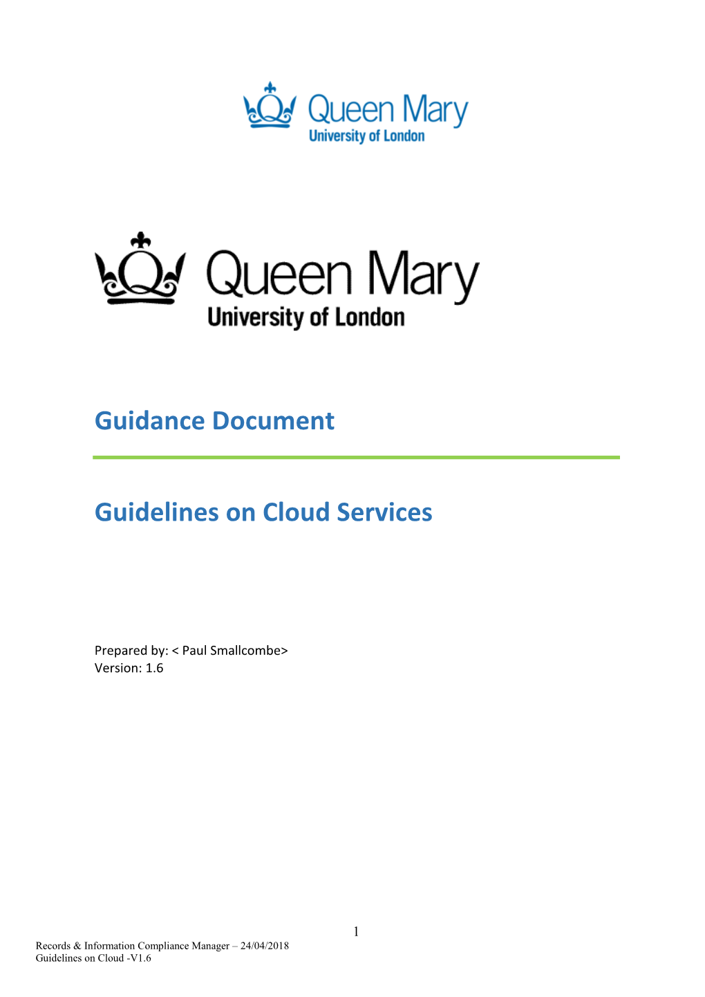 Guidance Document Guidelines on Cloud Services