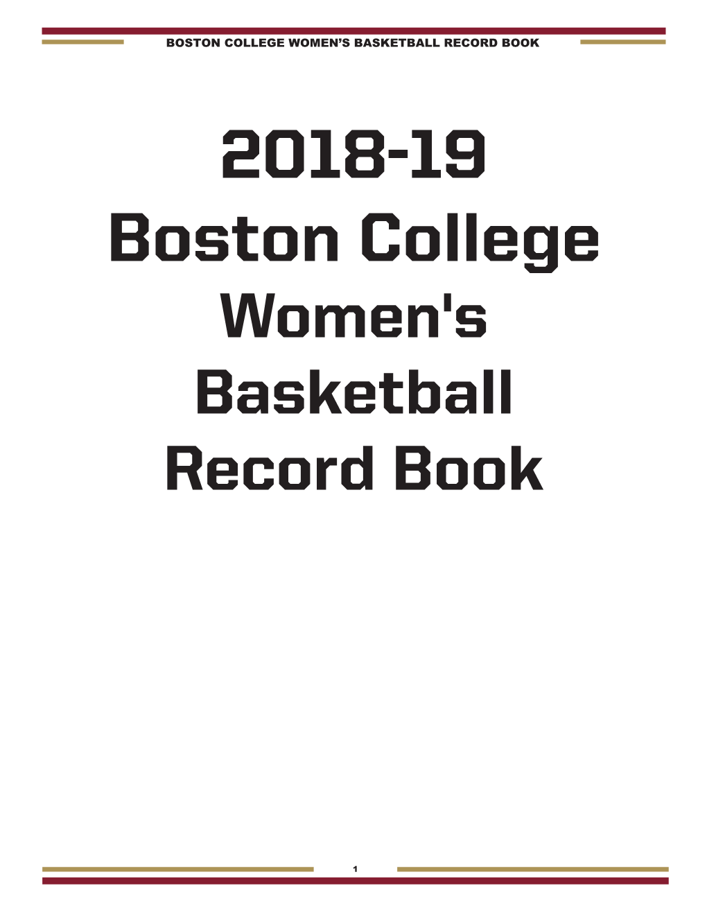 2018-19 Boston College Women's Basketball Record Book