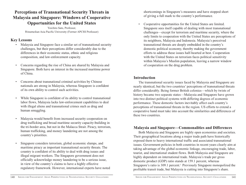 Perceptions of Transnational Security Threats in Malaysia and Singapore