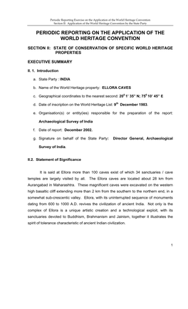 Section II: Periodic Report on the State of Conservation of Ellora Caves, India, 2003