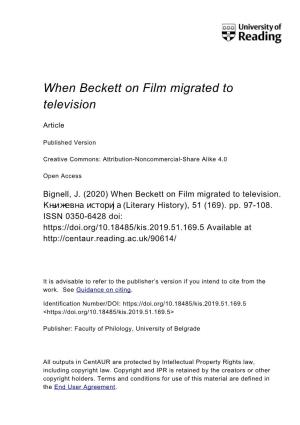 When Beckett on Film Migrated to Television