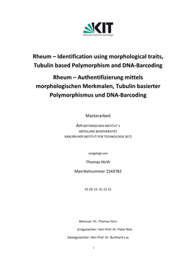 Rheum – Identification Using Morphological Traits, Tubulin Based