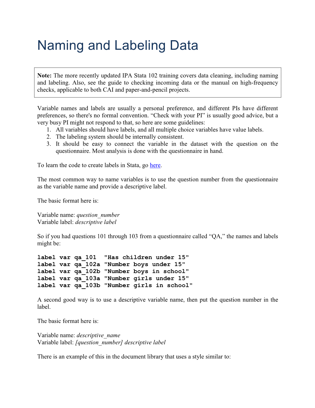 Naming and Labeling Data